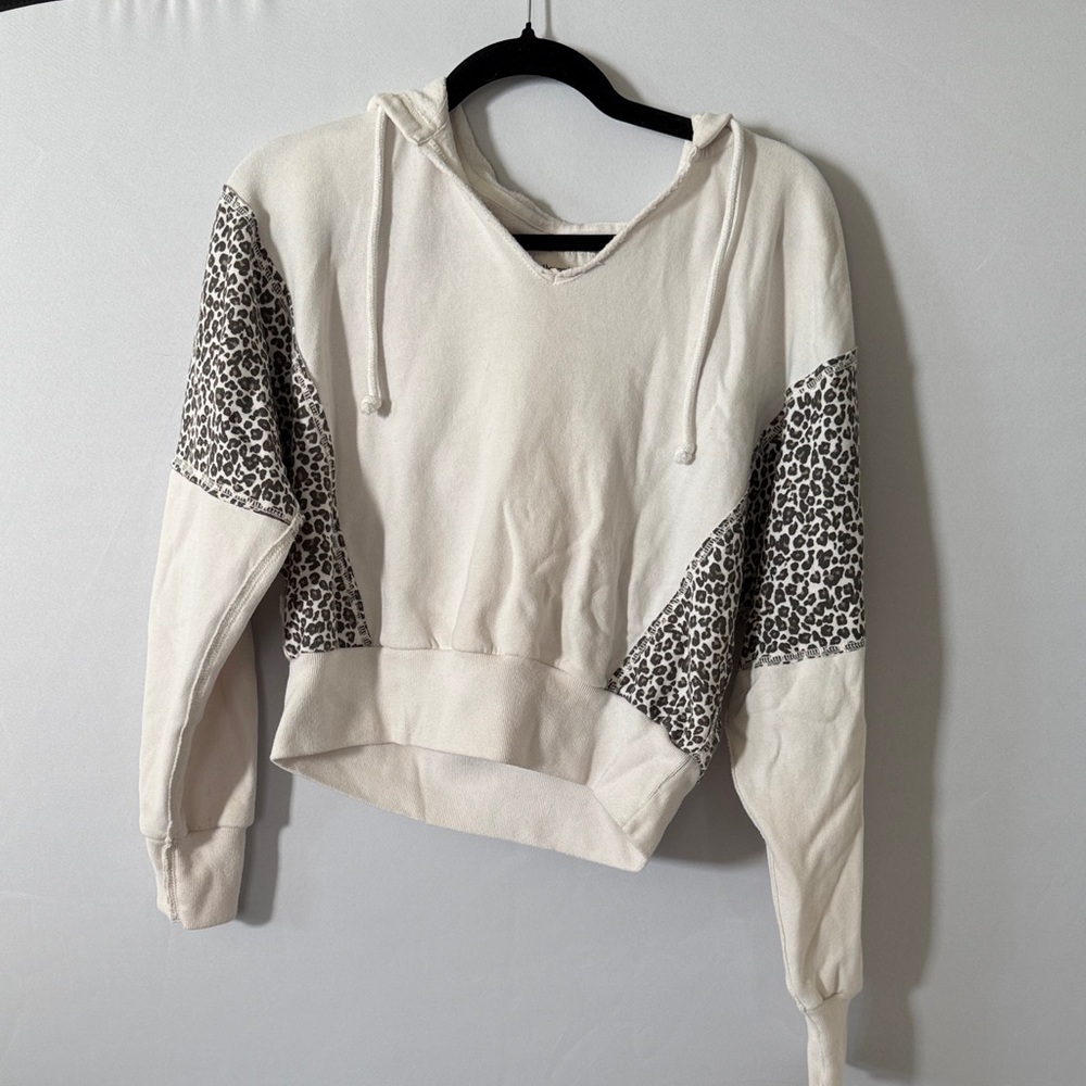 Abercrombie Leopard Print Cream Hoodie